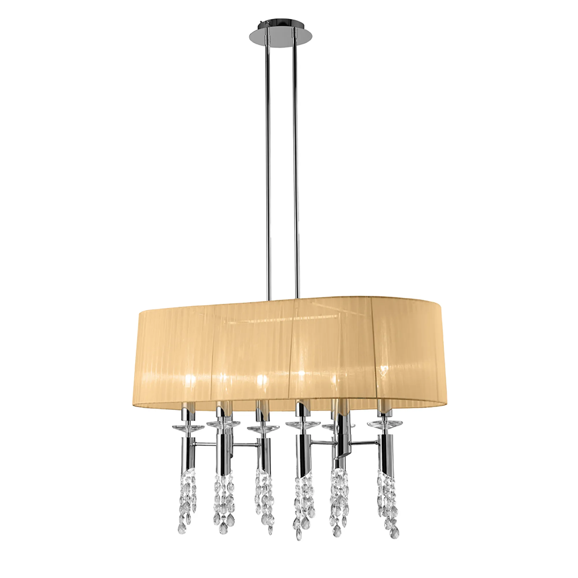Tiffany Crystal Pendant 6+6 Light Polished Chrome M3853/SBS  Mantra Tiffany Polished Chrome-Soft Bronze